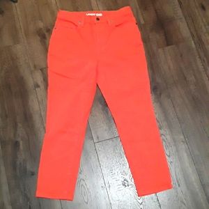 Lands' End High Rise Slim Ankle Coral/Orange Jeans 6